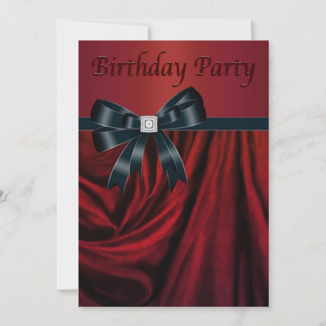 Modelo de convite de aniversário vermelho e preto (Frente)