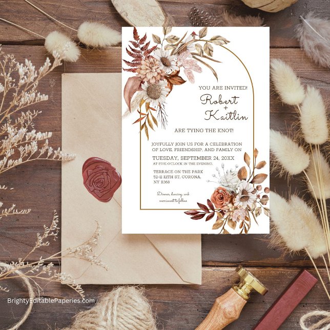 Modelo de Convite de Casamento Boho (Rustic Charm  Boho Wedding Invites)