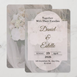 Modelo de Convite de Casamento Boho Neutro Editáve