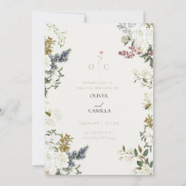 Modelo de Convite de Casamento Botânico de Flor Si