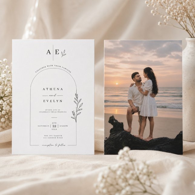 Modelo de Convite de Casamento com Arco Botânico E (Criador carregado)