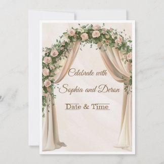 Modelo de Convite de Casamento com Arco Floral Ele