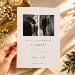 Modelo de Convite de Casamento com Duas Fotos Eleg