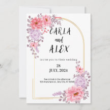 Modelo de Convite de Casamento com Flores Silvestr