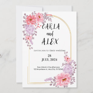 Modelo de Convite de Casamento com Flores Silvestr