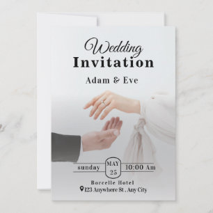 Modelo de Convite de Casamento com Foto de Mãos El