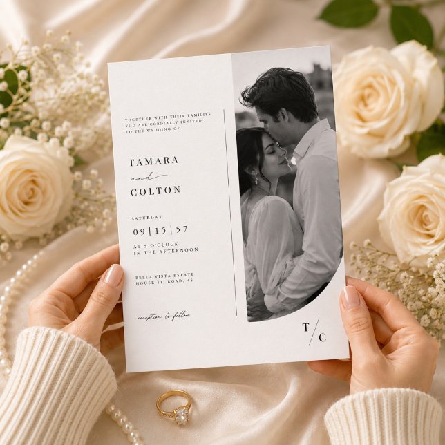Modelo de Convite de Casamento com Foto e Arco Ele (Criador carregado)