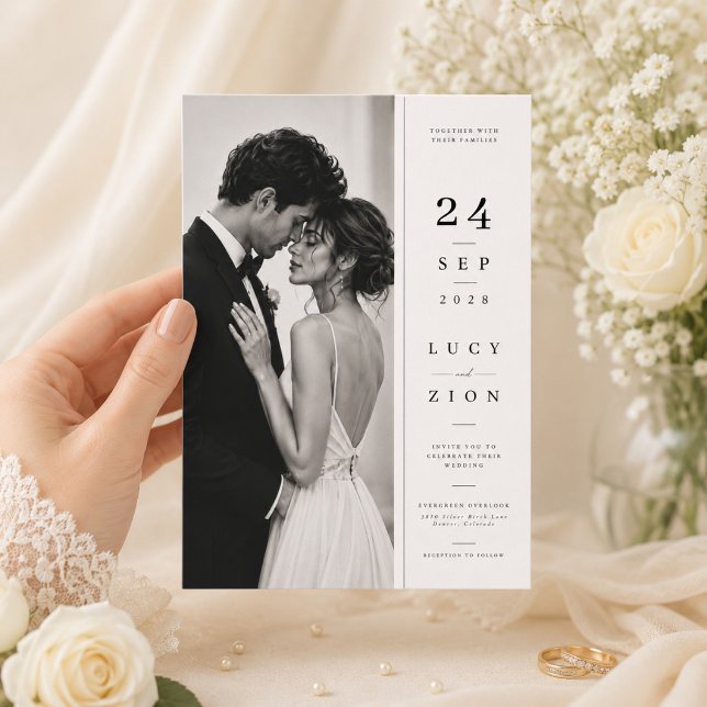 Modelo de Convite de Casamento com Foto Elegante. (Criador carregado)