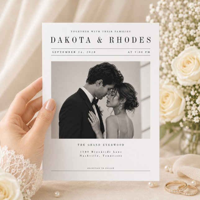 Modelo de Convite de Casamento com Foto em Estilo  (Criador carregado)