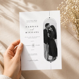 Modelo de Convite de Casamento com Foto Oval Moder
