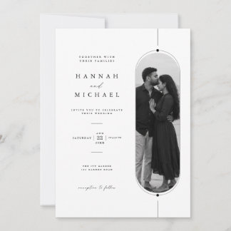 Modelo de Convite de Casamento com Foto Oval Moder