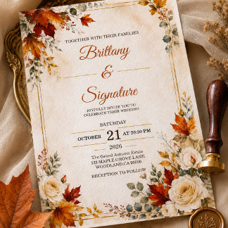 Modelo de Convite de Casamento de Luxo de Outono