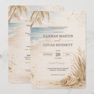 Modelo de Convite de Casamento de Luxo na Praia
