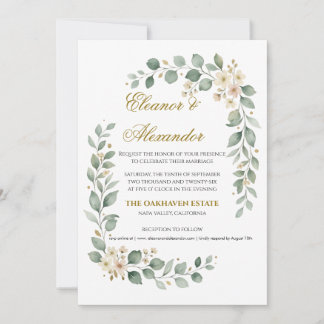 Modelo de Convite de Casamento de Verde Elegante