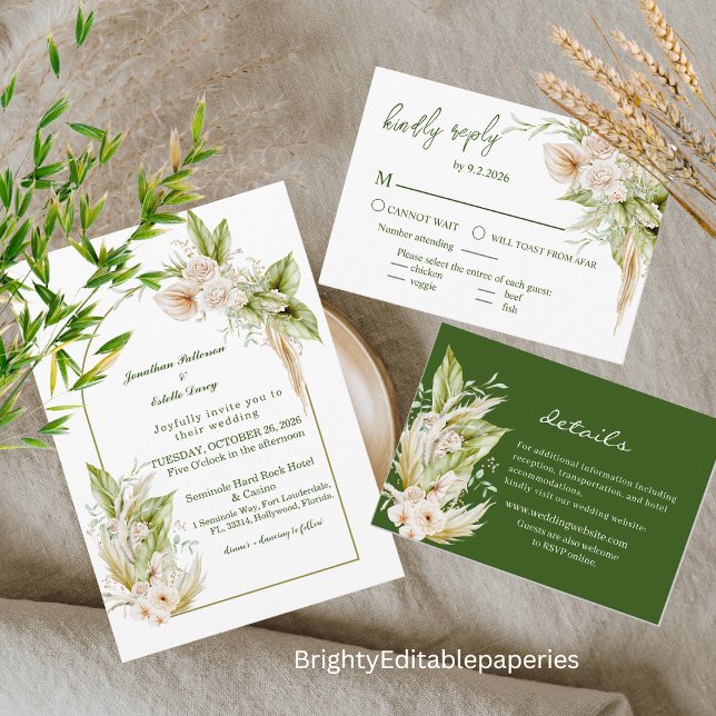 Modelo de Convite de Casamento Delicado (Criador carregado)