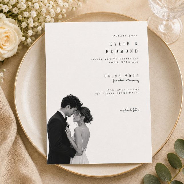 Modelo de Convite de Casamento Editorial com Foto. (Criador carregado)