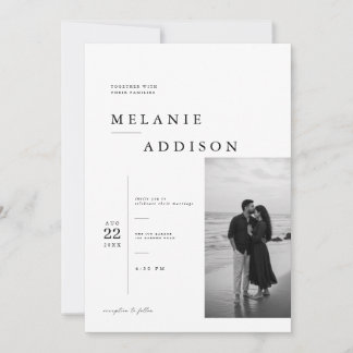 Modelo de convite de casamento editorial moderno.