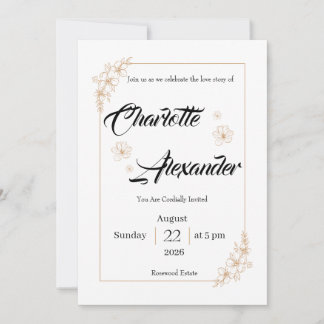 Modelo de Convite de Casamento Elegante | Luxo Mín