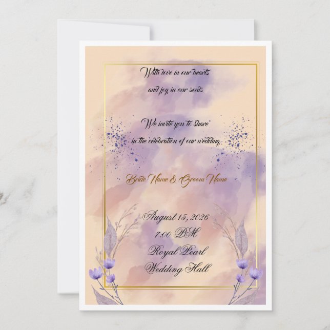 Modelo de Convite de Casamento Elegante | M Convit (Frente)