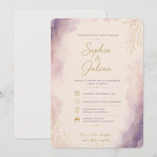 Modelo de Convite de Casamento em Aquarela Elegant