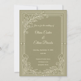 Modelo de Convite de Casamento em Verde Sálvia Ele