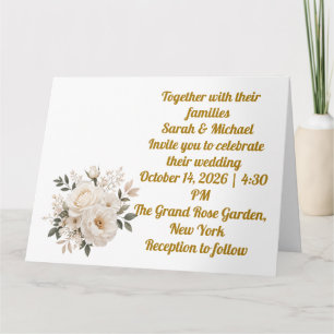 Modelo de Convite de Casamento Floral Bege Elegant