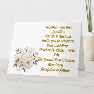 Modelo de Convite de Casamento Floral Bege Elegant