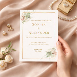Modelo de Convite de Casamento Floral Editável