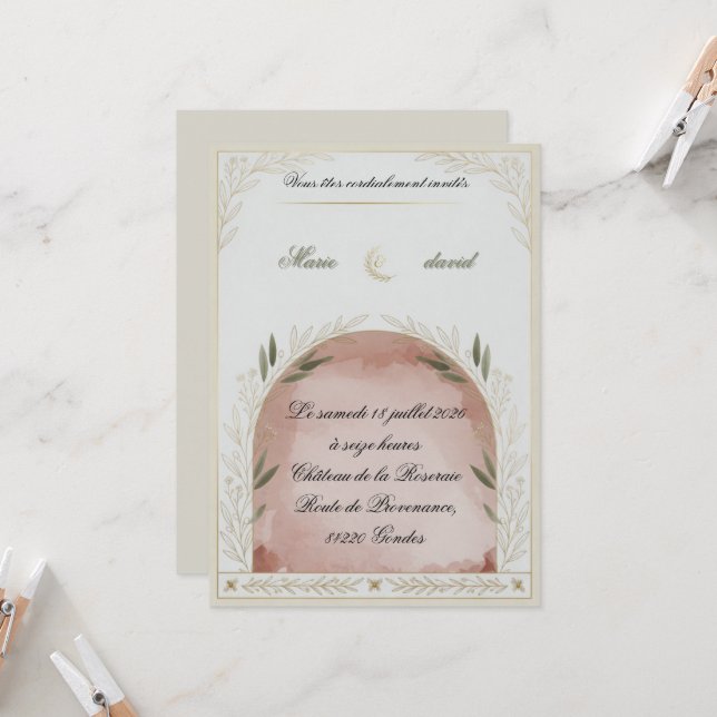 Modelo de Convite de Casamento Floral Elegante (Frente/Verso In Situ)