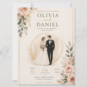 Modelo de Convite de Casamento Floral Elegante