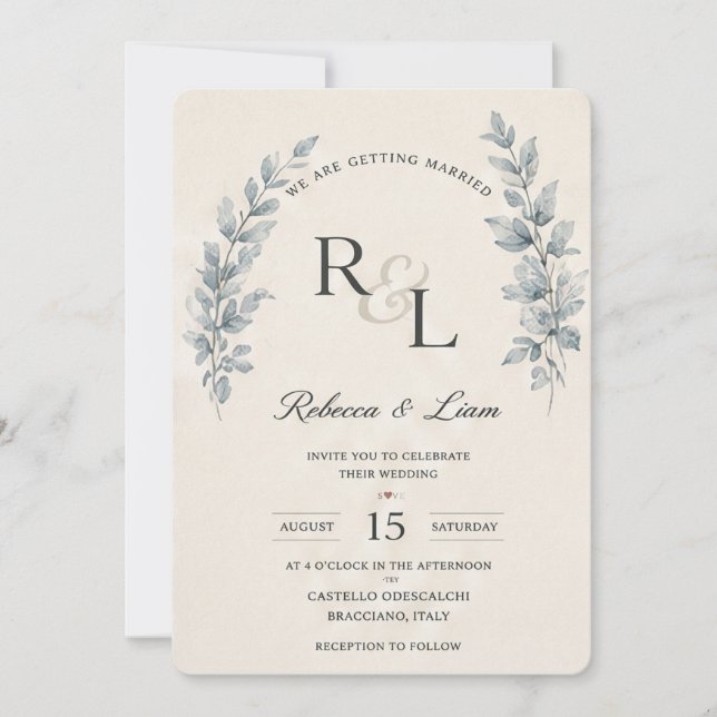 Modelo de Convite de Casamento Floral Minimalista (Frente)
