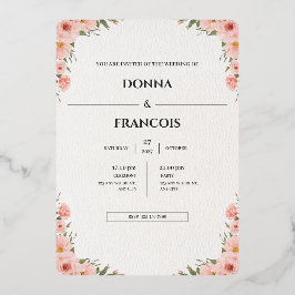 Modelo de Convite de Casamento Floral Rosa Corado