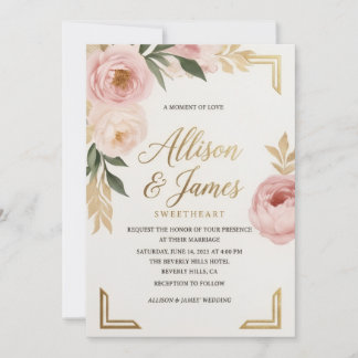 Modelo de Convite de Casamento Floral Rosa Elegant