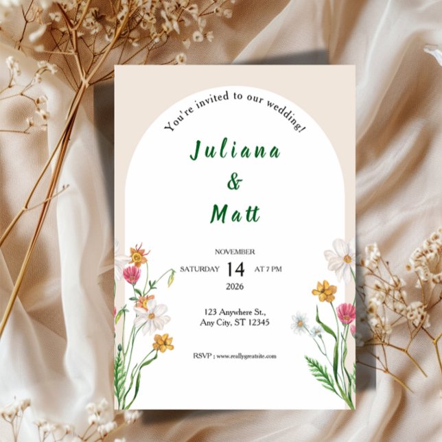 Modelo de Convite de Casamento Limpo Moderno (Modern Outdoor Wedding Invitation | Clean Playful Typography Template)