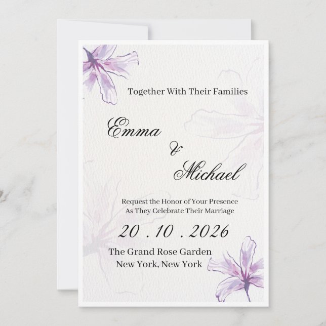 Modelo de Convite de Casamento Luxuoso Elegante |  (Frente)