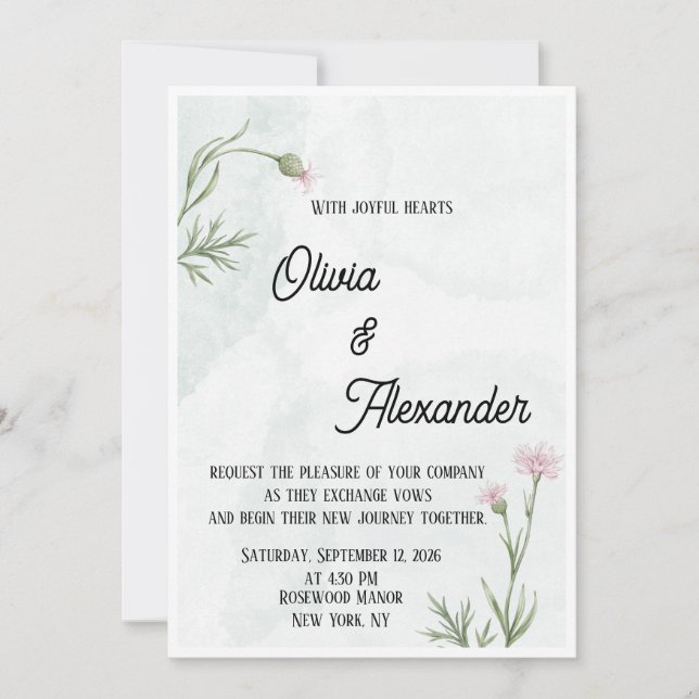 Modelo de Convite de Casamento Luxuoso Elegante |  (Frente)