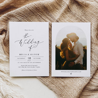 Modelo de Convite de Casamento Minimalista com Fot