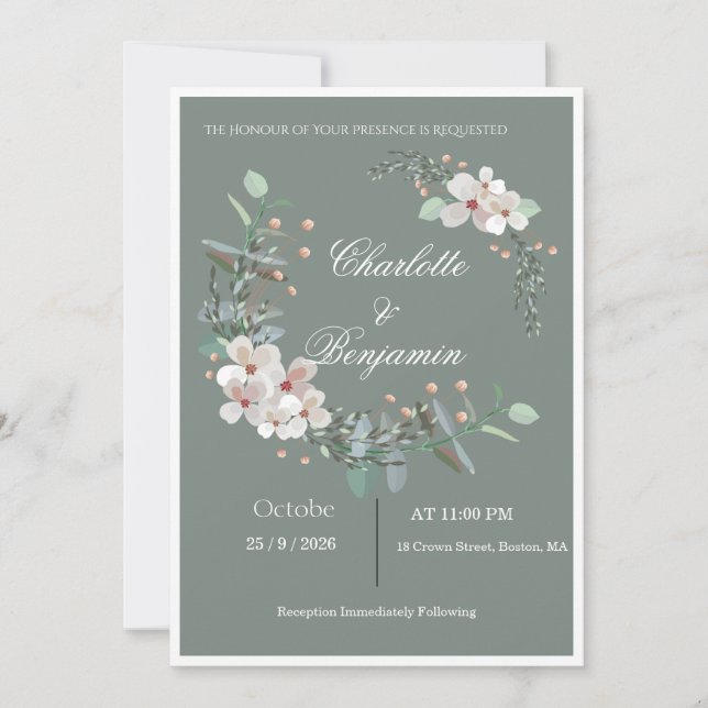 Modelo de Convite de Casamento Minimalista Moderno (Frente)
