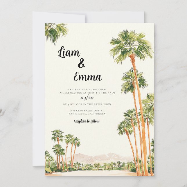 Modelo de Convite de Casamento Palm Springs (Frente)
