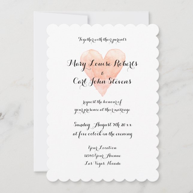 modelo de convite de casamento para o coração de c (Frente)