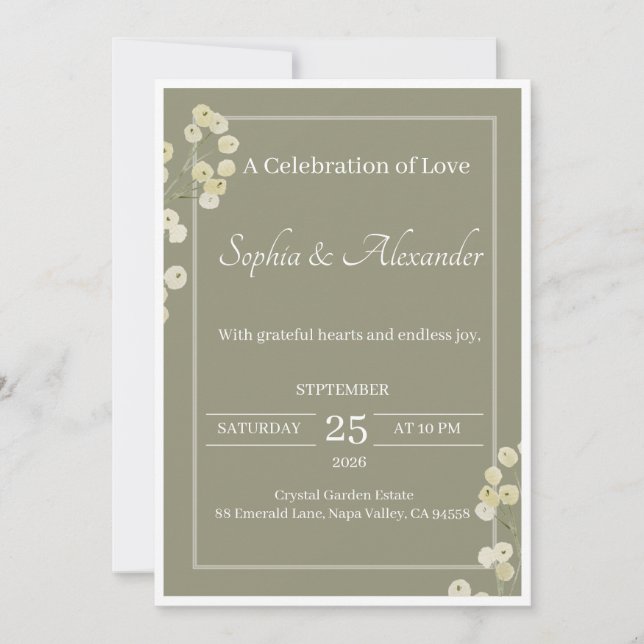 Modelo de Convite de Casamento Preto Elegante | Lu (Frente)