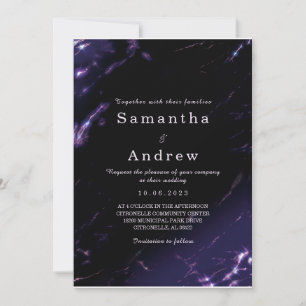 Modelo de Convite de Casamento Roxo e Preto