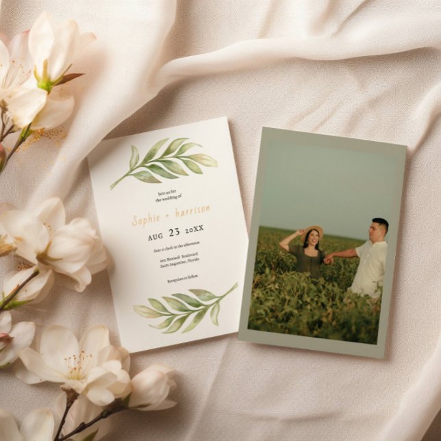 Modelo de Convite de Casamento SOPHIE Greenery (Criador carregado)