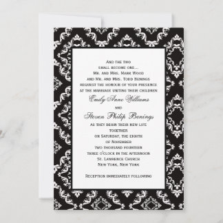 Modelo de Convite de casamento tema damasco