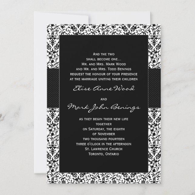 modelo de Convite de casamento tema damasco (Frente)