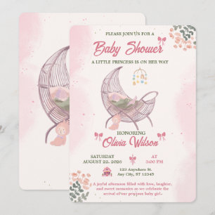 Modelo de Convite de Chá de Bebê Menina Boho
