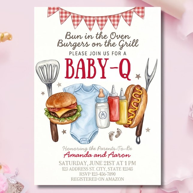 Modelo de Convite de Churrasco Baby Shower Baby-Q, (Criador carregado)