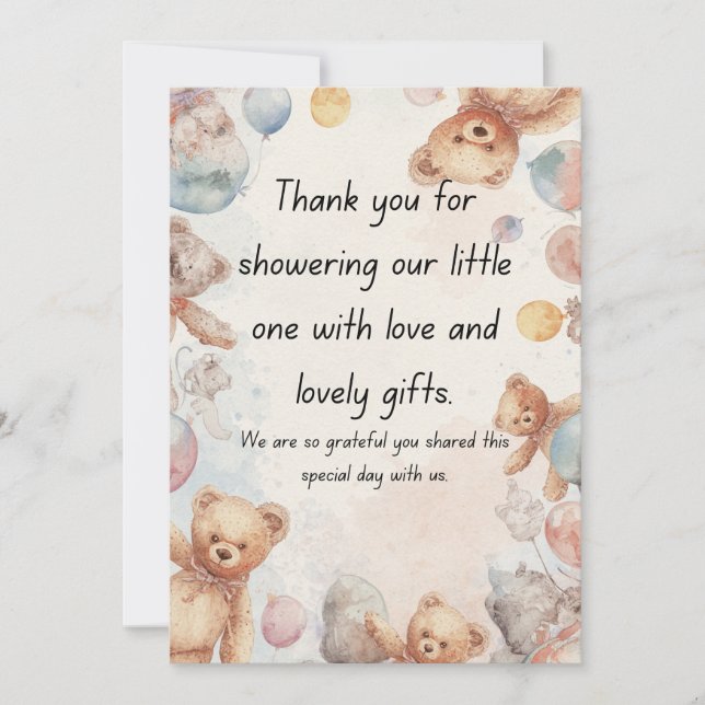 Modelo de Convite de Chuvinha de Bebê Minimalista  (Frente)