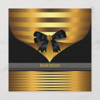 Modelo de Convite de Festa Black Gold para Todas a