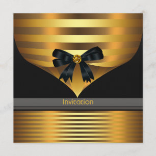 Modelo de Convite de Festa Black Gold para Todas a